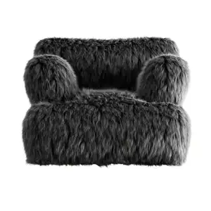 Su geçirmez açık siyah kabarık tembel çocuk beanbag modern Faux kürk şişme koltuk toptan