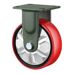 YTOP <span class=keywords><strong>4</strong></span> Zoll 100mm Rot PU/PVC Universal Schwenk rollen Rollen Rollen Rollen mit Einzel kugel Doppel bremse - Product Image 5