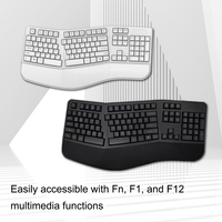 Clavier ergonomique sans fil 2,4 G rechargeable par USB, 105 touches, avec repose-poignets rembourré, repose-mains et touches multimédias