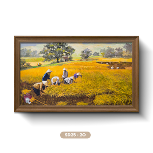 Pintura al Óleo <span class=keywords><strong>de</strong></span> <span class=keywords><strong>Campo</strong></span> <span class=keywords><strong>de</strong></span> Arroz con Agricultores al por Mayor <span class=keywords><strong>de</strong></span> Vietnam, Arte <span class=keywords><strong>de</strong></span> Pared en Lienzo Hecho a Mano, Servicio OEM ODM, Modelo SD25-20 - Product Image 1