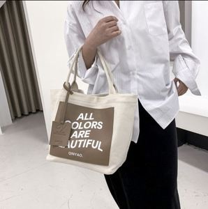 Sac de shopping réutilisable pour femmes, nouveau design, haute qualité, en cuir et toile, grand format, avec logo personnalisé et poignée. - Product Image 3