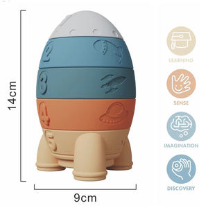 Gioco di Impilamento con Blocchi in Silicone a Forma di Razzo per Bambini - Product Image 2