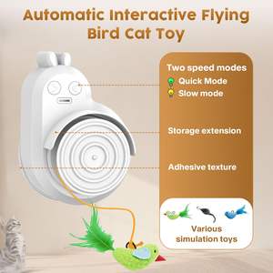ของเล่นรูปนกบินอัตโนมัติแบบพกพาควบคุมระยะไกลแบบ2 in 1 USB แบบชาร์จไฟได้ของเล่นแมวแบบโต้ตอบสำหรับแมวในบ้าน - Product Image 6