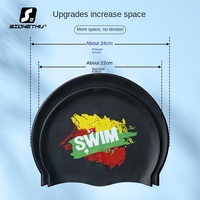 Bonnet de bain unisexe en silicone imperméable et confortable pour adultes, pour cheveux longs et volumineux