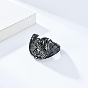 OAHLAN Großhandel Modeschmuck 20MM Vintage Style Pferdekopf und Fuß Design Titan Edelstahl Ringe für Männer - Product Image 6