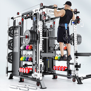 Machine Smith multifonctionnelle professionnelle et domestique, structure en acier, entraînement croisé, triceps, fessiers, pectoraux Em938e - Product Image 4