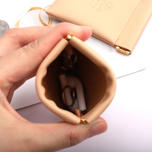 Custom Emboss Logo Printed Pu Leather <b>Coin</b> Earphone Storage Pouch Reusable Soft Pu Jewelry Lipstick Packing Leather <b>Bag</b> - Product Image 4