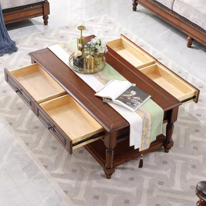 โต๊ะกาแฟไม้จริงสไตล์อเมริกัน Aoga Furniture รุ่น 991 พร้อมลิ้นชักเก็บของสำหรับห้องนั่งเล่น - Product Image 3
