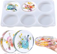 Moules en résine extra profonds pour dessous de verre Moules ronds en silicone à 6 cavités pour tasses et tapis Moules en silicone en résine profonde Ensemble de dessous de verre