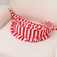 Nouveau sac bandoulière rétro rayé à volants en forme de croissant, grande capacité, avec fermeture éclair, sac à l'épaule décontracté pour filles