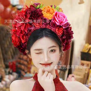 Serre-tête en soie Dongchen Crafts, 36 cm de large, style chinois, pour accessoires de photographie de mariage - Product Image 3