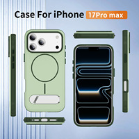 Étui de téléphone en métal avec béquille et couvercle magnétique pour iPhone 18, compatible avec iPhone 17 Pro Max, 16, 15, 14, 13, avec boutons de caméra IA