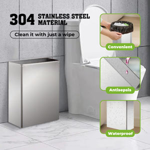 Grande poubelle FANDA design moderne #304 en acier inoxydable 23L finition brossée poubelle d'intérieur commerciale à dessus ouvert fabriquée à Taiwan - Product Image 4