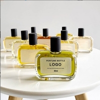 Buse de pompe à pression de 75ml Bouteille d'emballage cosmétique en verre transparent Bouteille de parfum à jet plat