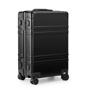 新しいスタイルのすべてのアルミニウムトロリー荷物バッグカスタム指紋ロック旅行荷物トロリーバッグ