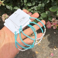 Natürliche Süßwasserperlen, kleine Perlen, blauer Türkis, Damenarmband, dünne Ringe, stapelbar, elastisches Kordelband, Geschenk, originelles Design