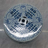 Tabouret de jardin décoratif en céramique antique de Jingdezhen, style chinois bleu et blanc, double bonheur