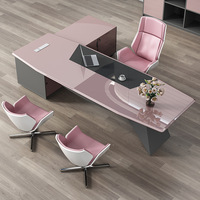 Ensemble Table et Chaise de Direction en Bois Massif, Style Moderne et Luxe Simple, Peinture Écologique, Bureau de Manager pour Usage Commercial