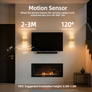Sensore di movimento Wireless magnetico da parete interna lampada da parete Nordic USB ricaricabile luce da parete comodino LED luci notturne - Product Image 3