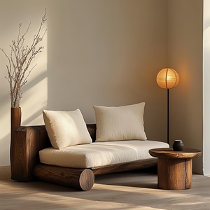 Sofá de Tres Plazas de Madera Maciza para Sala de Estar, Diseño Pastoral con Armazón Natural, Estilo <span class=keywords><strong>Casual</strong></span> y Suave, Origen China - Product Image 4