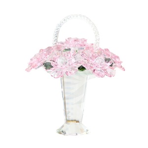 Panier à fleurs en cristal Darz, verre rose, décoration de bureau moderne, pièce unique, cadeau - Product Image 5