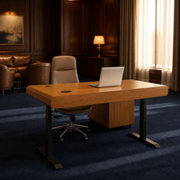 Bureau réglable en hauteur E1 MFC 25mm, double moteur, cadre RAL9005, écran numérique, cache-câbles carrés et ronds, pour bureau