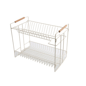 Double Layer Wire Storage <b>Rack</b> White Rectangle Bathroom <b>Kitchen</b> Desktop Organizer Standing Type Eco Friendly - Product Image 1