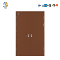 Porte coupe-feu double battant en acier contemporaine à prix abordable avec coordonnateur, directement de l'usine, sans intermédiaire, vente en gros