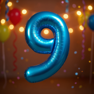Ballon Chiffre Amour Bleu Métallique 45cm pour Fête d'Anniversaire Décorations Enfants - Product Image 2
