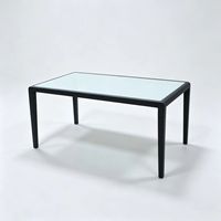 Ensemble de salle à manger extérieur moderne en aluminium avec chaises en Teslin et table en verre pour hôtel, complexe hôtelier, villa, mobilier de patio