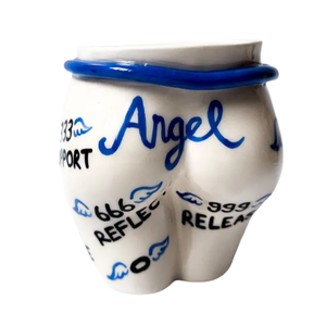 Taza de cerámica hecha a mano con número de Ángel y pintada a mano, taza de café con forma de cuerpo estético, taza ancha creativa, regalo para ella/él - Product Image 1