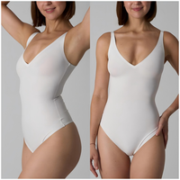 Body gainant respirant extensible dans les quatre sens sans coutures, col en V, contrôle du ventre, entrejambe ouvert, bretelles spaghetti, pour femme, sport