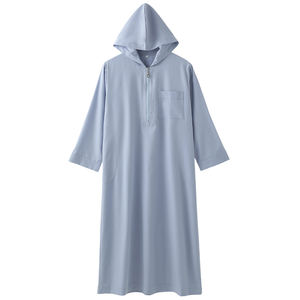 高品质中东伊斯兰男孩Thobe Thawb纯色长袖拉链连帽衫Abaya长袍阿拉伯穆斯林民族男孩长袍 - Product Image 6