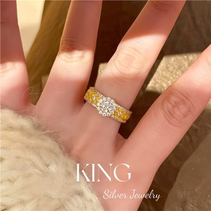 Bague Fleur en Argent Sterling S925 Plaqué Or avec Sertissage Pavé pour Femme, Bijou Fin de Mariage - Product Image 5