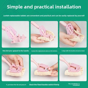 Long-<b>Handled</b> Detachable Household Dishwashing Brush Easy-to-Remove Dirt Kitchen Cleaning <b>Sponge</b> Loofah Wipe - Product Image 2