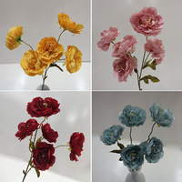 Bunga Sutra Artifisial Lotus & Peony 5 Tangkai Grosir untuk Dekorasi Modern Rangkaian Meja Makan Pernikahan & Rumah