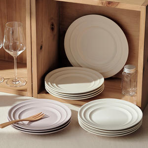 Assiette plate en céramique pour repas d'hôtel, vaisselle créative style INS, compatible micro-ondes, marque Xinwee, modèle XW-61, Lucerne sous glaçure - Product Image 3