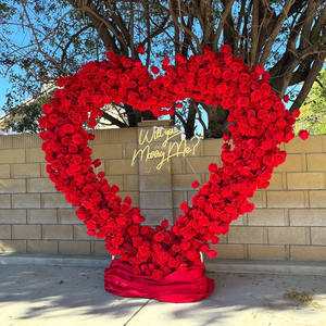 ซุ้มดอกไม้รูปหัวใจสีชมพู T-HFA137 ขนาด 8*8 ฟุต ซุ้มดอกกุหลาบประดิษฐ์รูปหัวใจ ซุ้มดอกกุหลาบผ้าไหมรูปหัวใจ พร้อมดอกไม้สำหรับตกแต่งขอแต่งงาน - Product Image 6