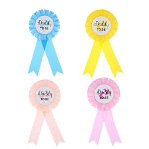 E-Magic Tissu en relief Couleur unie Polyester de haute qualité Broche de fête pour nouveau-né Papa à être Rossets pour la décoration de fête - Product Image 1