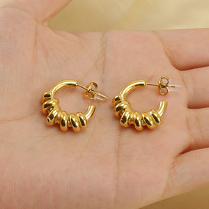 ZOGXIN Hoop Earrings Gold Silver Color Stainless Steel Geometric Design For Women Fashion Jewelry - Product Image 2