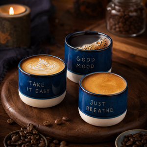 แก้วกาแฟเซรามิกสีสันสดใสไม่มีหูจับ สลักลายด้วยเลเซอร์ พิมพ์ลายด้วย UV  ใช้กับไมโครเวฟและเครื่องล้างจานได้ เหมาะสำหรับเป็นของขวัญ - Product Image 3
