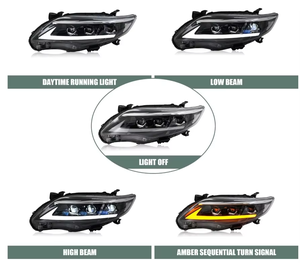 ไฟหน้า LED สีดำสำหรับ Toyota Corolla 2011-13 พร้อมเลนส์โปรเจคเตอร์แบบใส ชุดเปลี่ยนคู่ - Product Image 6
