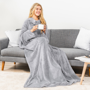 ผ้าห่มขนแกะมีแขนและกระเป๋าด้านหน้าเสื้อคลุมสวมใส่ได้ทีวีผ้าห่มของขวัญสำหรับผู้ใหญ่ - Product Image 3
