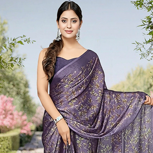 Sari de Alta Calidad para Mujer, Estilo India-Pakistán, Polietersulfona, Corte Regular, 2022, Hecho a Mano, Bordado Floral, Manga Abullonada, Cuello en V - Product Image 3