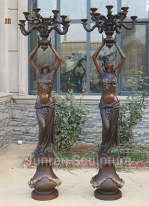 Lampe décorative de jardin en bronze, grande figurine de dame en métal bronze - Product Image 6