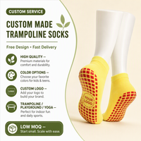 Chaussettes de trampoline antidérapantes avec logo personnalisé pour enfants et adultes, respirantes, en coton, à séchage rapide, pour le sport et les jeux