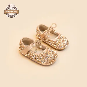 Sepatu putri baru sandal perempuan berlian imitasi berongga sepatu datar anak perempuan sepatu dansa berkilau pertunjukan siswa