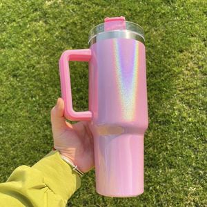 แก้วกาแฟแบบมีหูจับ ขนาด 40 ออนซ์ ลายโฮโลแกรมวิบวับ สะท้อนแสงแดด พร้อมกลิตเตอร์ สำหรับพิมพ์ลายแบบซับลิเมชั่น - Product Image 4