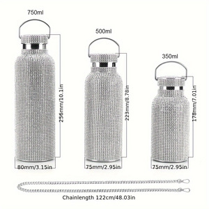 Bouteille <span class=keywords><strong>d</strong></span>'<span class=keywords><strong>Eau</strong></span> Isotherme en Acier Inoxydable 304 à Double Paroi Ondulée avec Strass Diamant Cristal et Gobelet Thermos 500 ml pour <span class=keywords><strong>Eau</strong></span> Chaude - Product Image 6