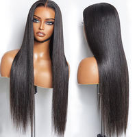 Perruque Lace Front en Cheveux Naturels pour Cheveux Fins et Alopécie, Sans Colle, Dentelle HD 13x4, Pré-Pluckée avec Baby Hair, pour Femmes Noires